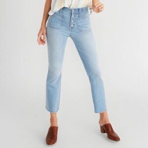 Madewell Cali Demi Boot Jeans in Quince Wash Button Front Sz 27 Boho Light Wash